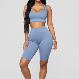 Fashion nova bondoc biker shirt set blue